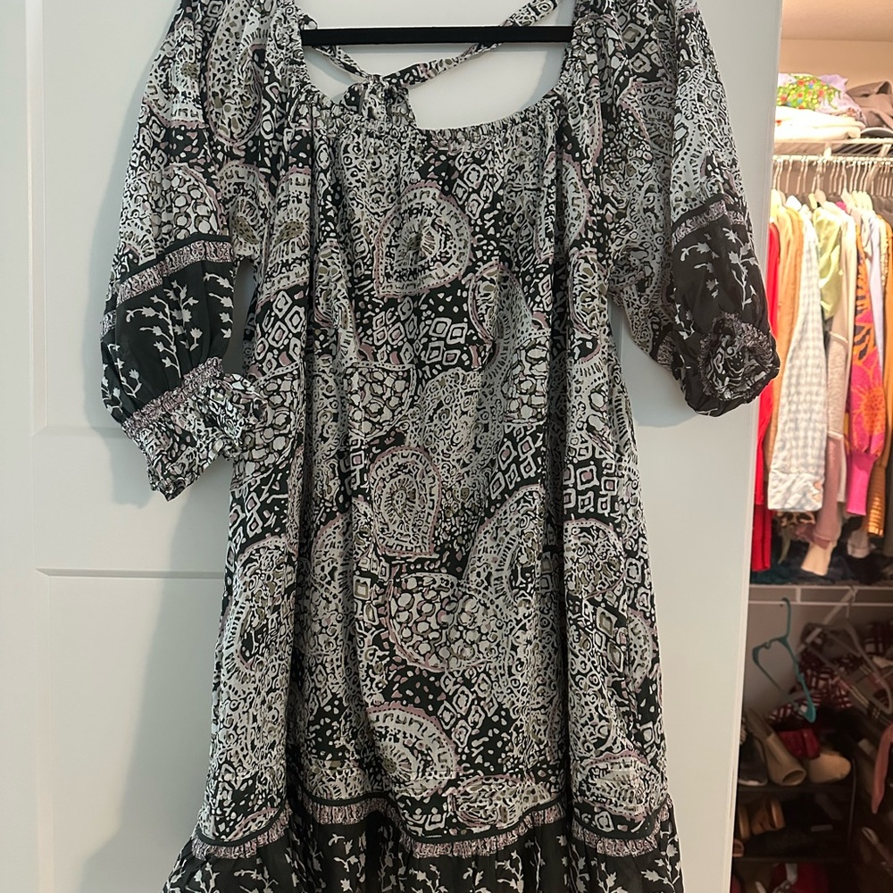 Cleobella Black and White Puff Sleeve Sundress